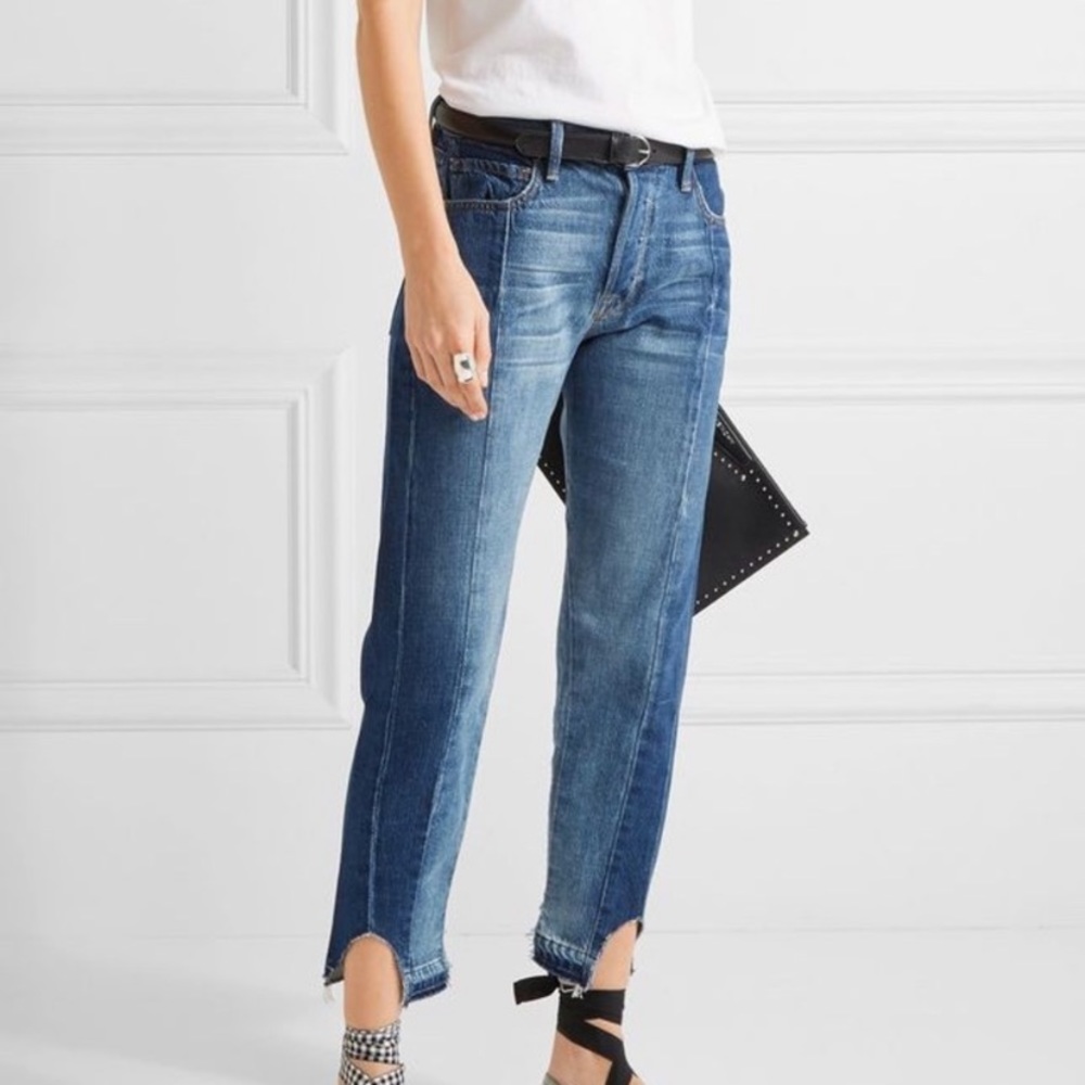 FRAME DENIM Le Original Wetherly Mix High Waist Button Fly Jeans w Stepped Hems